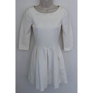 Banana Republic Dress Size 0P Petite White Stretch Skater Fit Flare Party